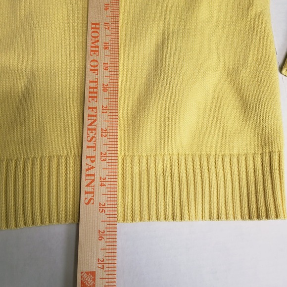 Ralph Lauren Men's Large Yellow Knit Sweater Mock Neck 3 Button Accent Logo - Picture 9 of 10